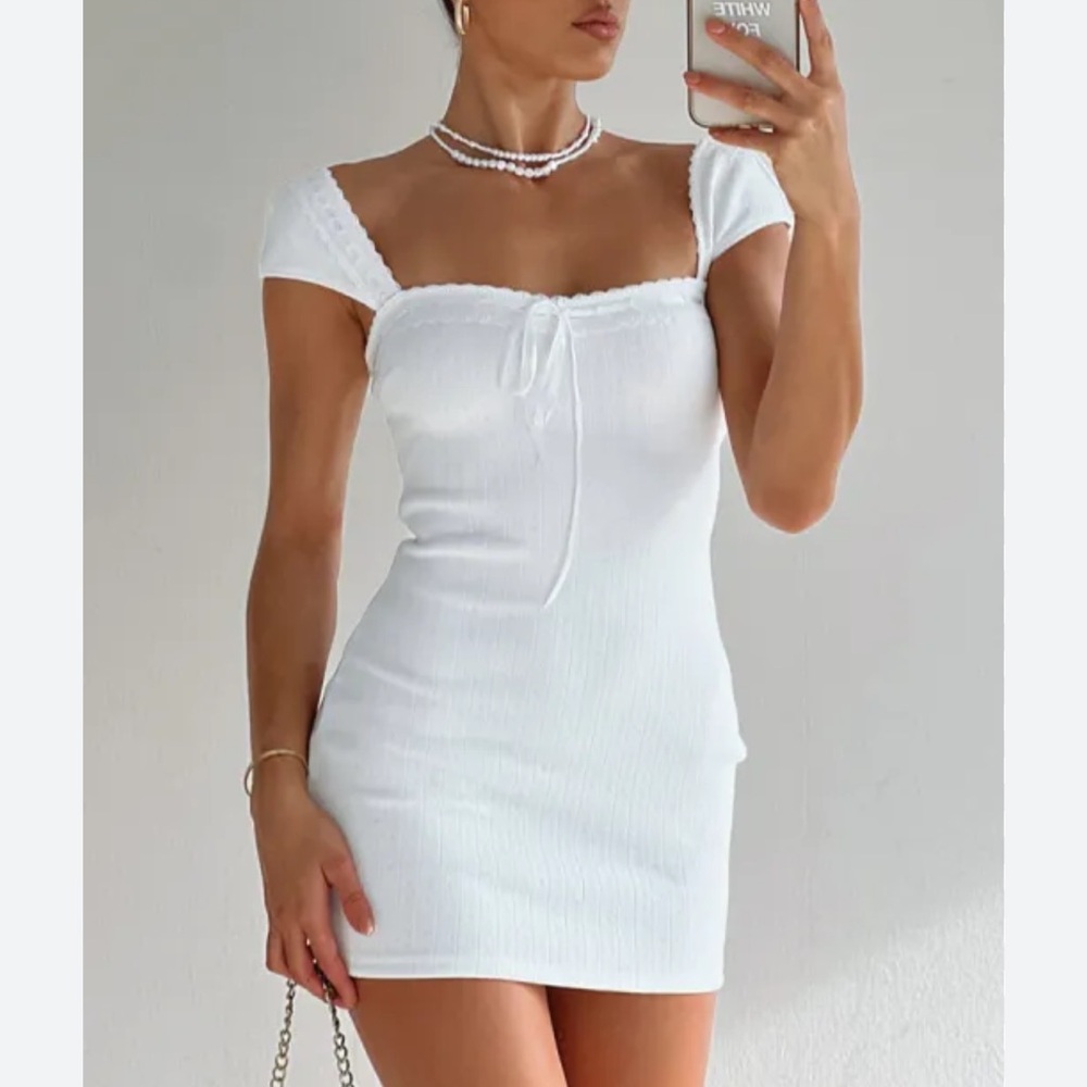 Forever 21 Ponte Knit Square Neck Mini Dress Y2K Coquette Festival Piratecore